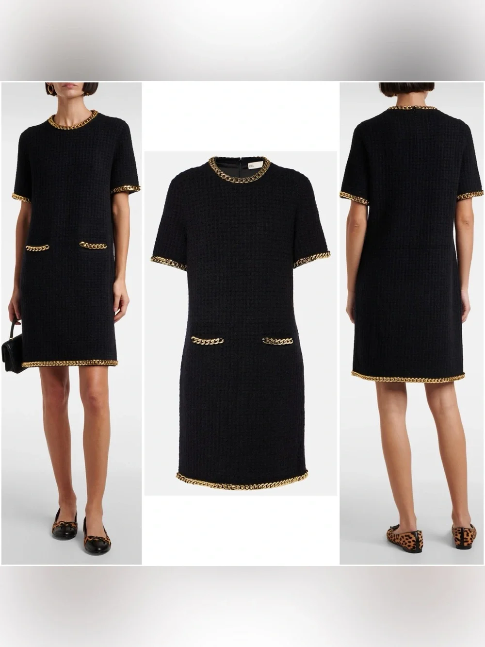 NWT Tory Burch Chain-detail waffle-knit minidress XS $798